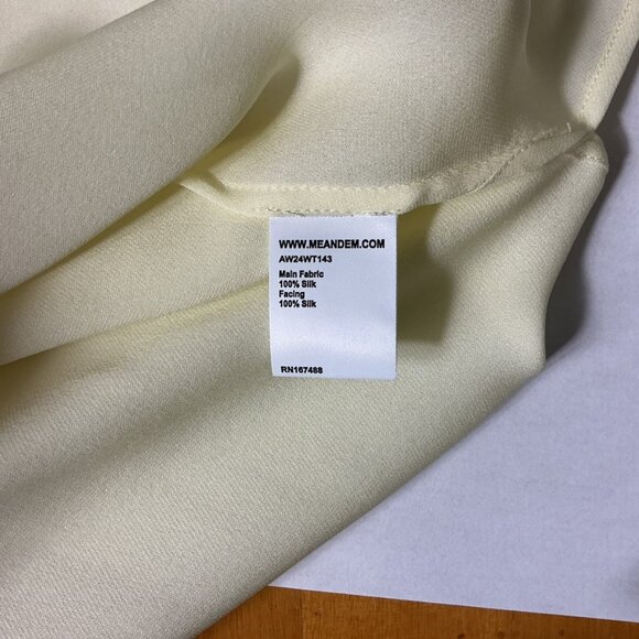 Me + Em Me+Em Pale Yellow Long Sleeve Silk Ruffle Crop Blouse US 8 - Picture 7 of 7